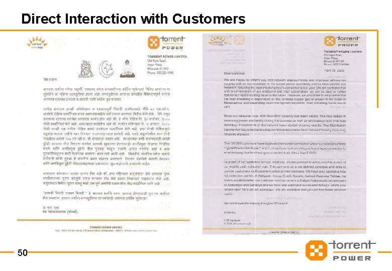 Direct Interaction with Customers 50 