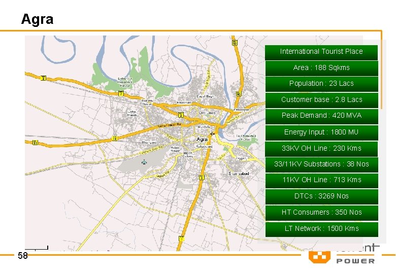 Agra International Tourist Place Area : 188 Sqkms Population : 23 Lacs Customer base