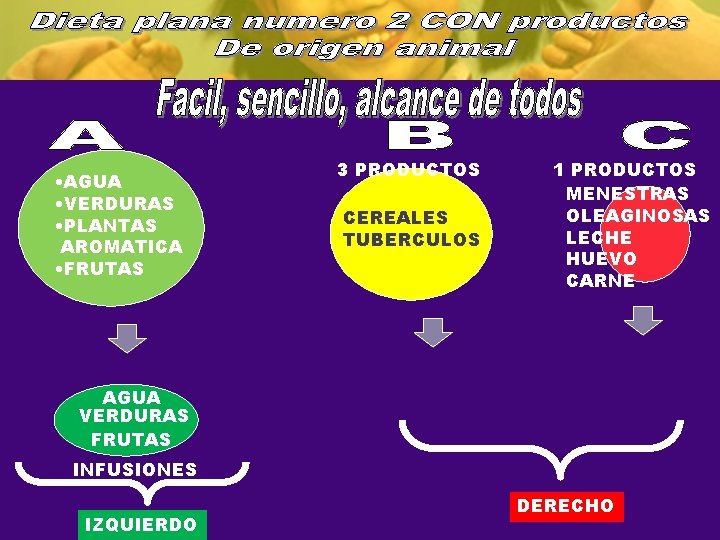  • AGUA • VERDURAS • PLANTAS AROMATICA • FRUTAS 3 PRODUCTOS CEREALES TUBERCULOS