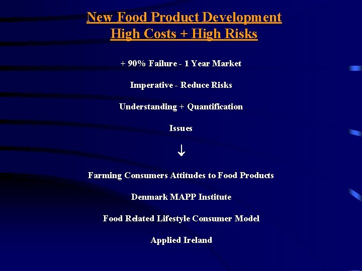 New Food Product Development High Costs + High Risks + 90% Failure - 1