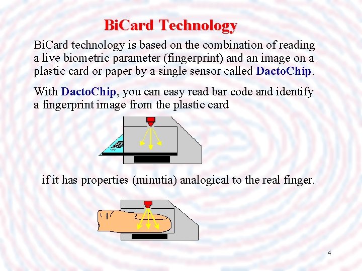 Bi. Card Technology Bi. Card technology is based on the combination of reading a