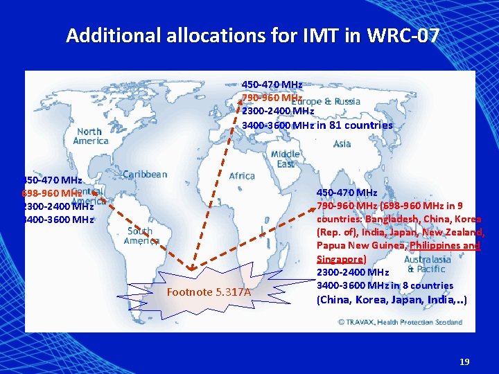 Additional allocations for IMT in WRC-07 450 -470 MHz 790 -960 MHz 2300 -2400