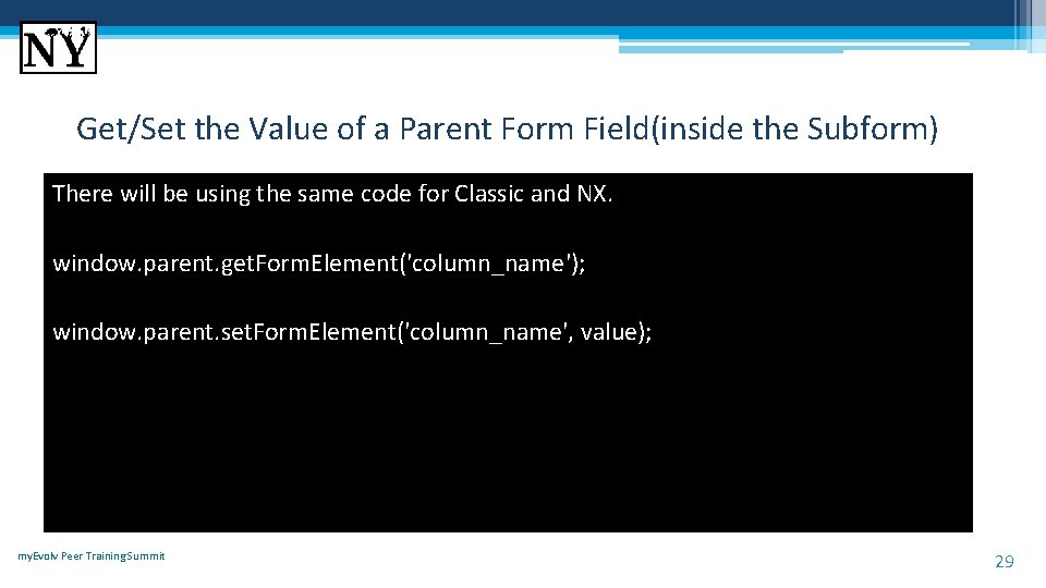 Get/Set the Value of a Parent Form Field(inside the Subform) There will be using