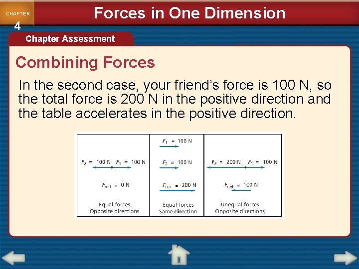 CHAPTER 4 Forces in One Dimension Chapter Assessment Combining Forces In the second case, CHAPTER 4 Forces in One Dimension Chapter Assessment Combining Forces In the second case,