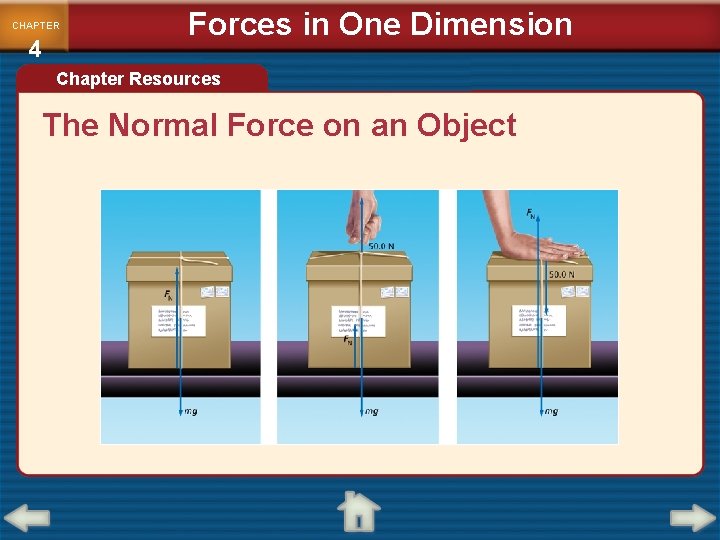 CHAPTER 4 Forces in One Dimension Chapter Resources The Normal Force on an Object