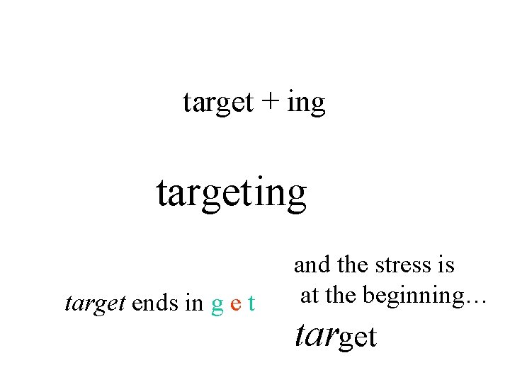 target + ing target ends in g e t and the stress is at