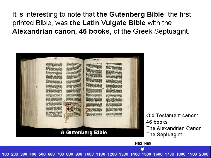 It is interesting to note that the Gutenberg Bible, the first printed Bible, was