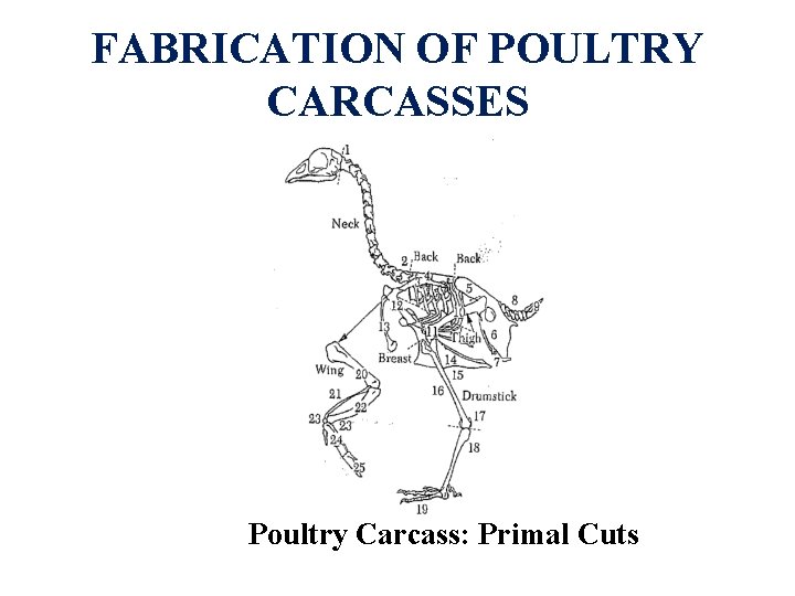 FABRICATION OF POULTRY CARCASSES Poultry Carcass: Primal Cuts 