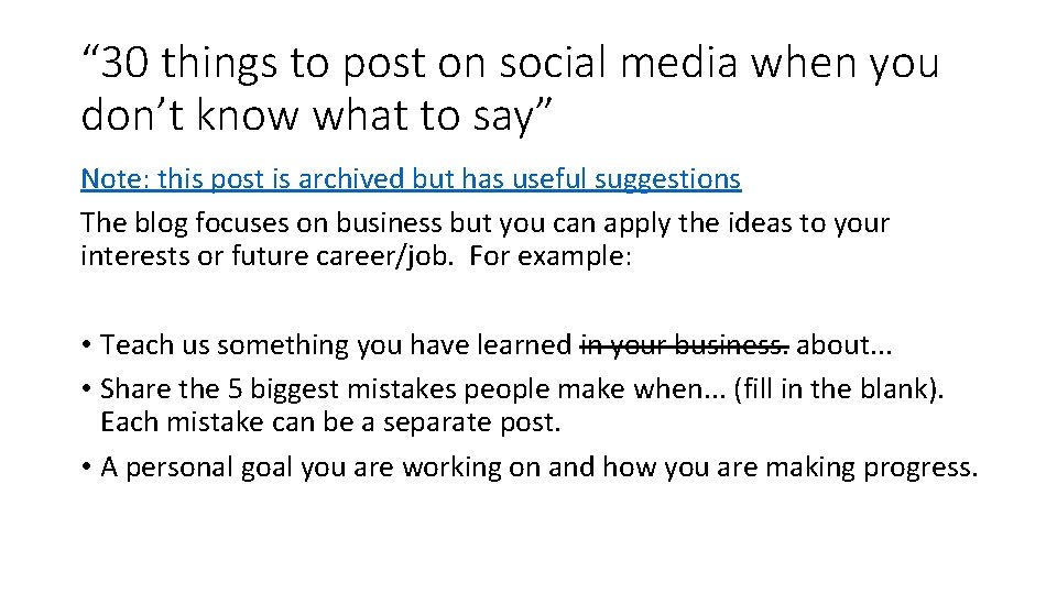 “ 30 things to post on social media when you don’t know what to