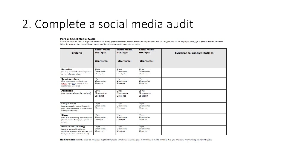 2. Complete a social media audit 