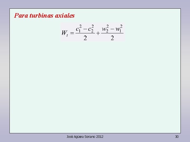 Para turbinas axiales José Agüera Soriano 2012 30 