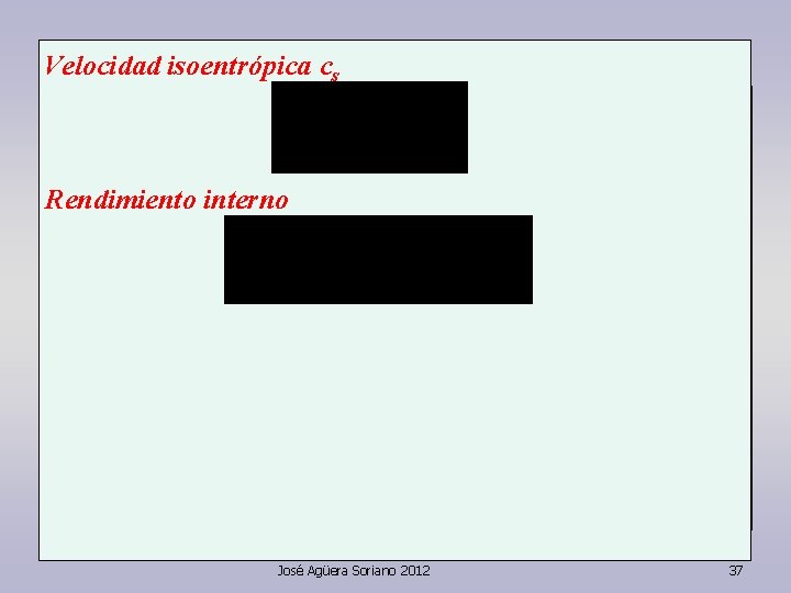 Velocidad isoentrópica cs Rendimiento interno José Agüera Soriano 2012 37 