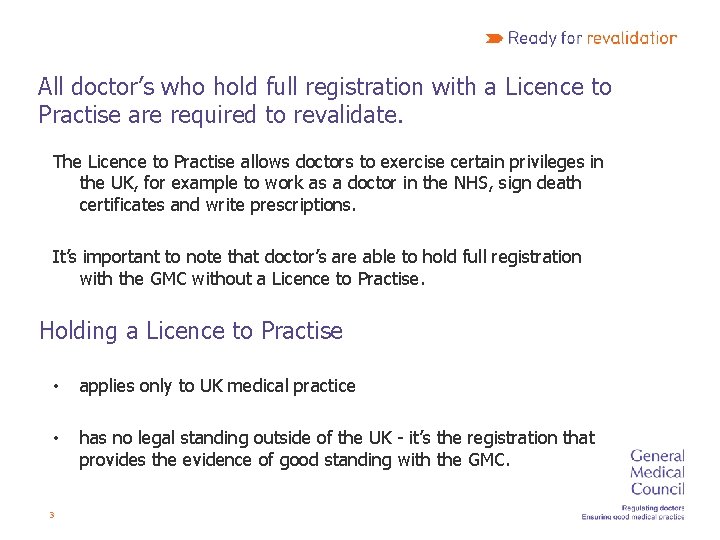 All doctor’s who hold full registration with a Licence to Practise are required to