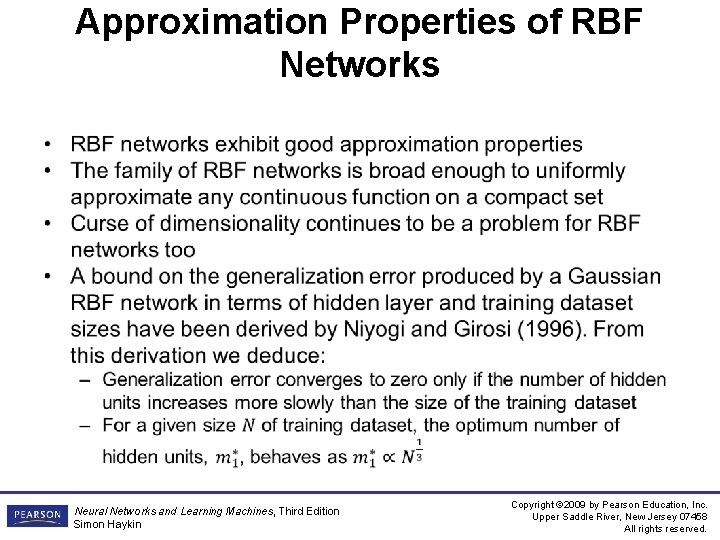 Approximation Properties of RBF Networks • Neural Networks and Learning Machines, Third Edition Simon