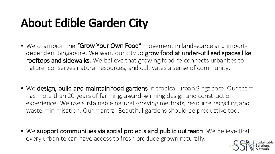About Edible Garden City • We champion the “Grow Your Own Food” movement in