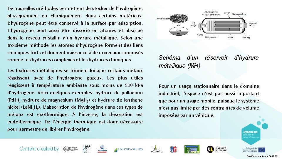 De nouvelles méthodes permettent de stocker de l’hydrogène, physiquement ou chimiquement dans certains matériaux.