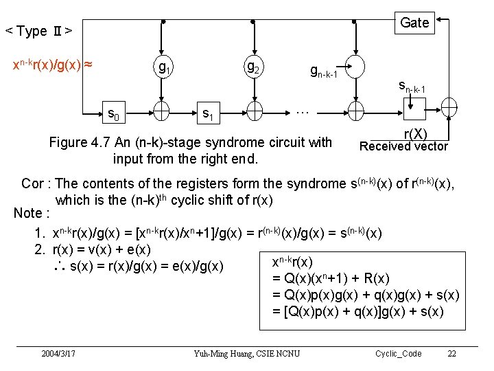 Gate < Type Ⅱ> xn-kr(x)/g(x) ≈ g 2 g 1 s 0 s 1