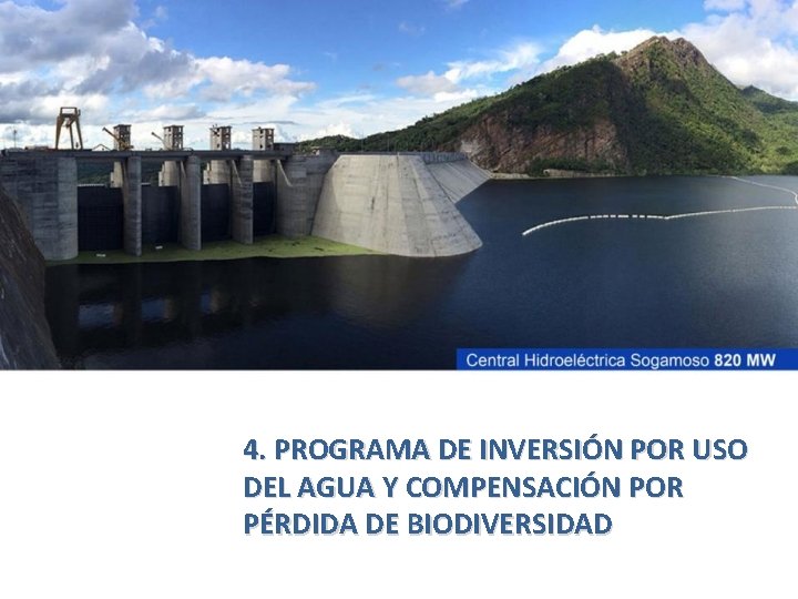 4. PROGRAMA DE INVERSIÓN POR USO DEL AGUA Y COMPENSACIÓN POR PÉRDIDA DE BIODIVERSIDAD 4. PROGRAMA DE INVERSIÓN POR USO DEL AGUA Y COMPENSACIÓN POR PÉRDIDA DE BIODIVERSIDAD