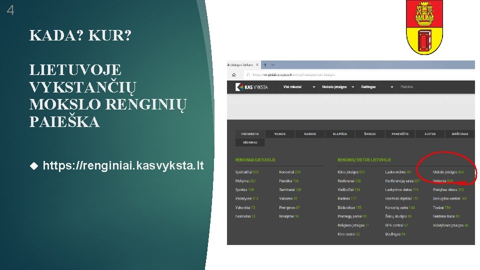 4 KADA? KUR? LIETUVOJE VYKSTANČIŲ MOKSLO RENGINIŲ PAIEŠKA https: //renginiai. kasvyksta. lt 