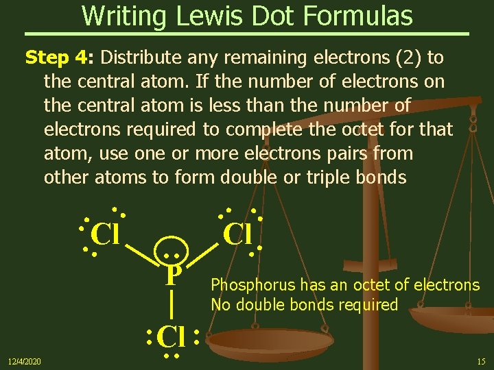 Writing Lewis Dot Formulas Cl P : : : Cl : : Step 4: