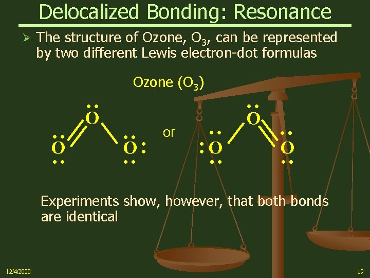 Delocalized Bonding: Resonance Ø The structure of Ozone, O 3, can be represented by