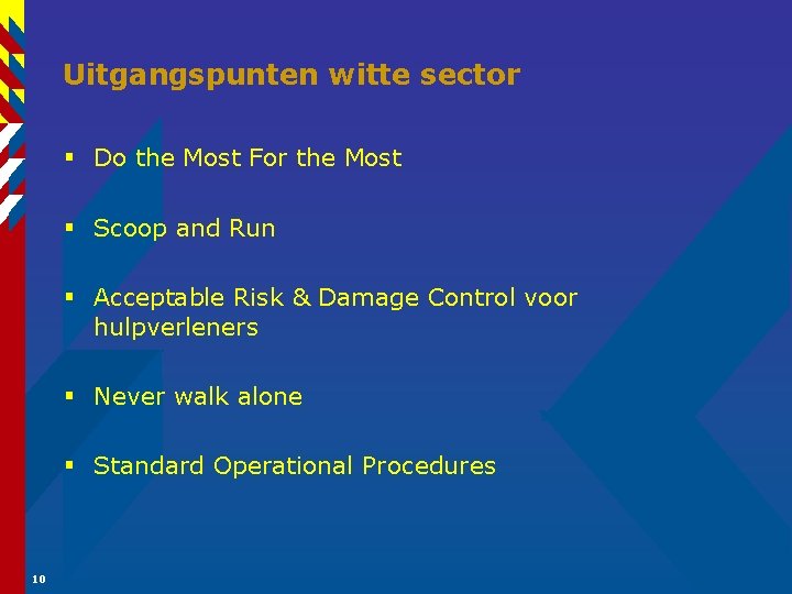 Uitgangspunten witte sector § Do the Most For the Most § Scoop and Run