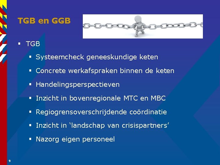 TGB en GGB § TGB § Systeemcheck geneeskundige keten § Concrete werkafspraken binnen de