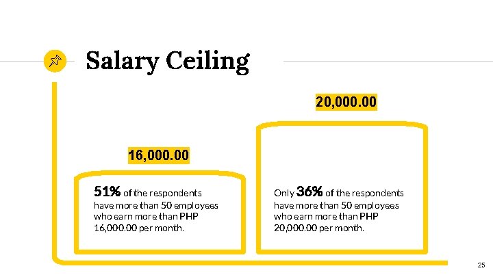 Salary Ceiling 20, 000. 00 16, 000. 00 51% of the respondents have more