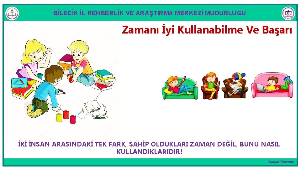 BİLECİK İL REHBERLİK VE ARAŞTIRMA MERKEZİ MÜDÜRLÜĞÜ Zamanı İyi Kullanabilme Ve Başarı İKİ İNSAN