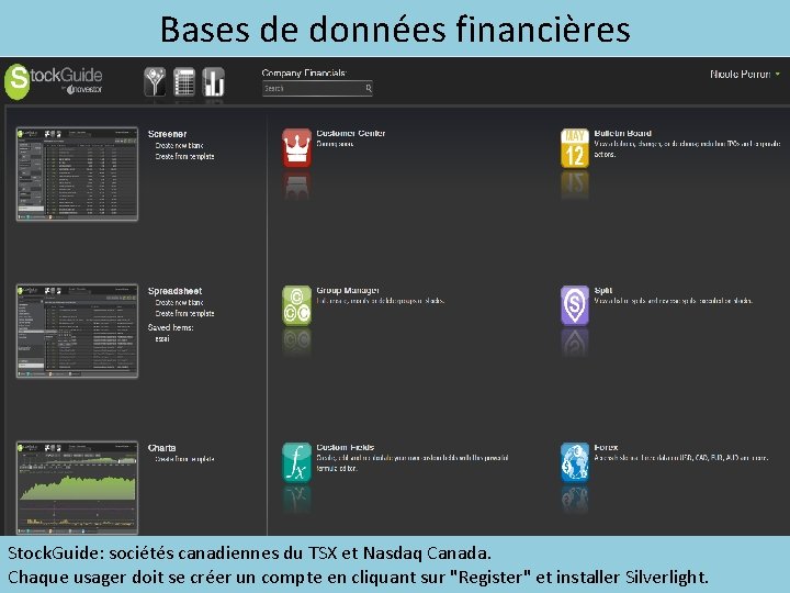 Bases de données financières Stock. Guide: sociétés canadiennes du TSX et Nasdaq Canada. Chaque