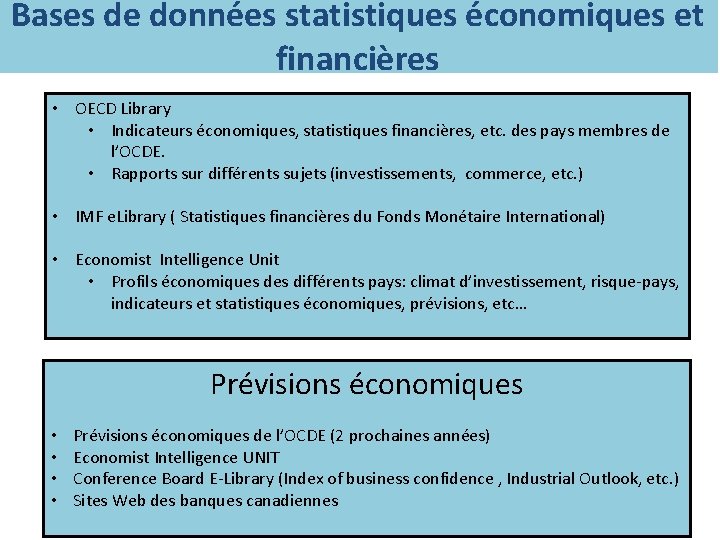 Bases de données statistiques économiques et financières • OECD Library • Indicateurs économiques, statistiques