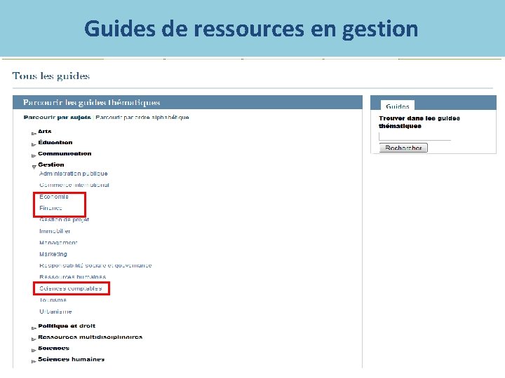 Guides de ressources en gestion 