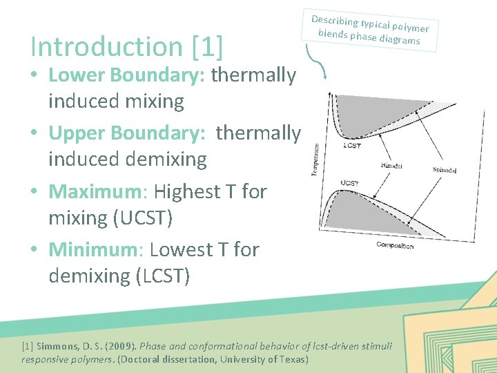 Introduction [1] Describing typ ical polymer blends phase d iagrams • Lower Boundary: thermally