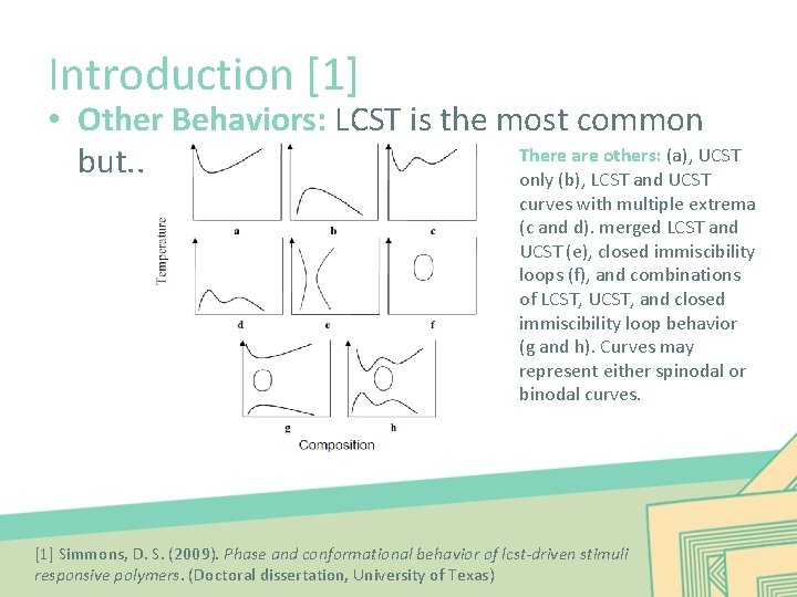 Introduction [1] • Other Behaviors: LCST is the most common There are others: (a),