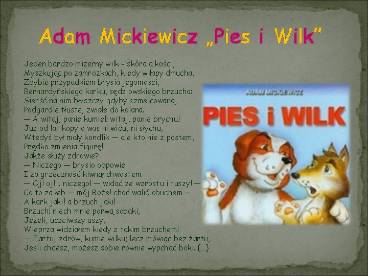 Pies I Wilk Adam Mickiewicz Tekst