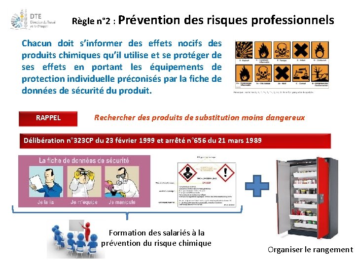 Règle n° 2 : Prévention des risques professionnels Chacun doit s’informer des effets nocifs