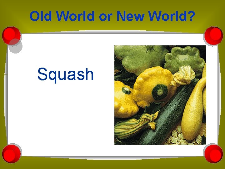 Old World or New World? Squash 