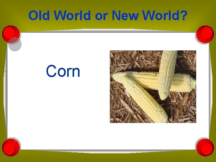 Old World or New World? Corn 