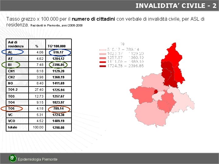 INVALIDITA’ CIVILE - 2 Tasso grezzo x 100. 000 per il numero di cittadini