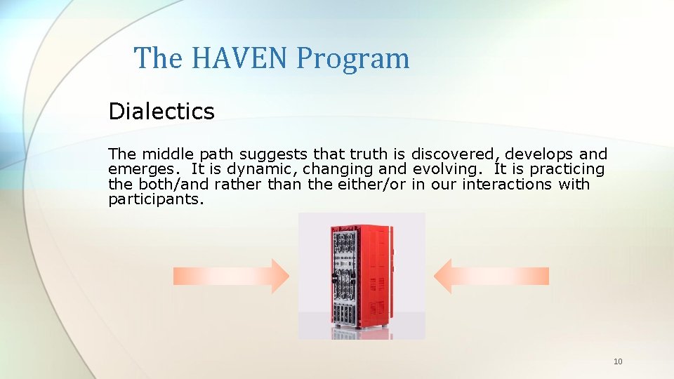 The HAVEN Program Dialectics The middle path suggests that truth is discovered, develops and