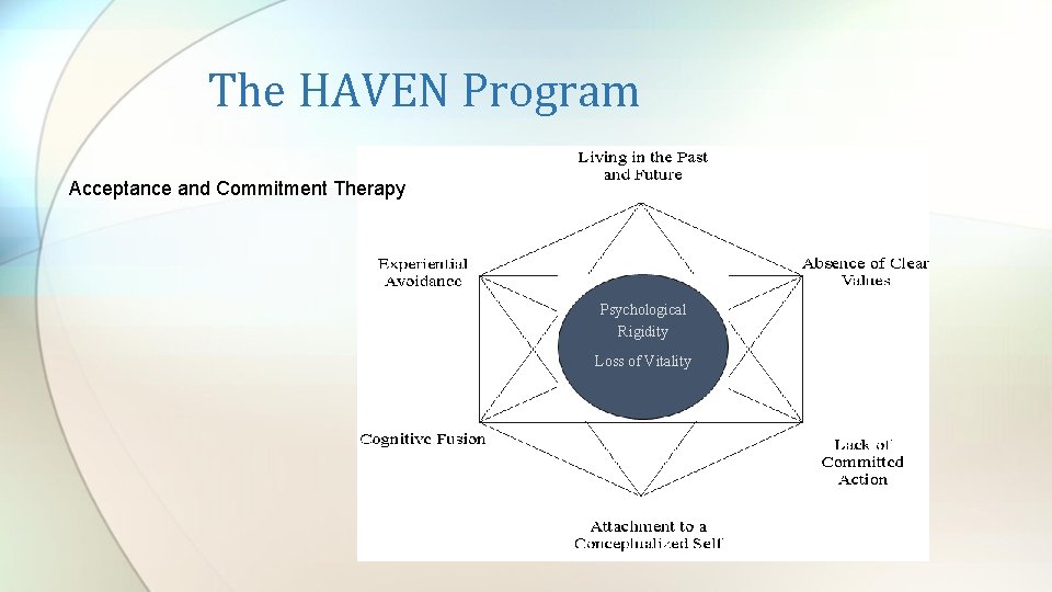 The HAVEN Program Acceptance and Commitment Therapy Psychological Rigidity Loss of Vitality 