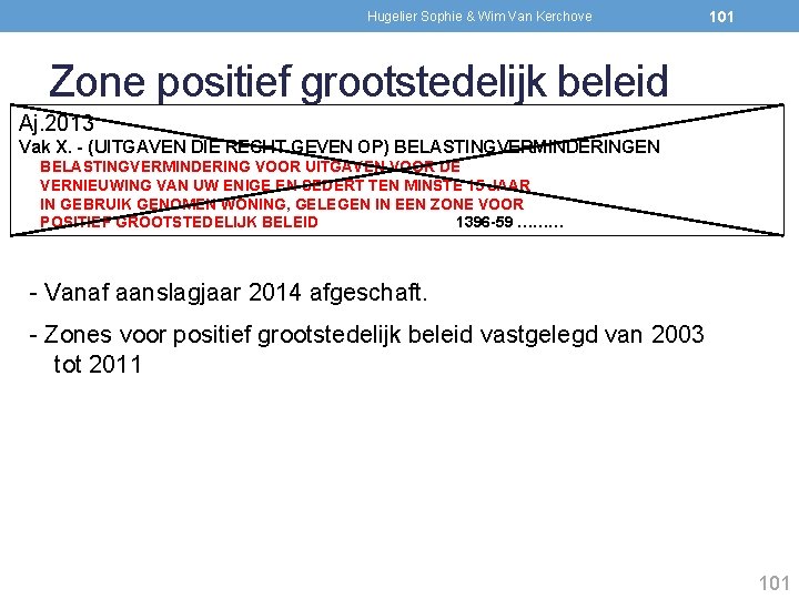 Hugelier Sophie & Wim Van Kerchove 101 Zone positief grootstedelijk beleid Aj. 2013 Vak