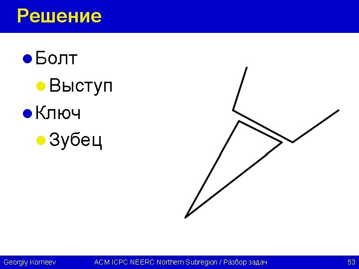 Решение l Болт l Выступ l Ключ l Зубец Georgiy Korneev ACM ICPC NEERC