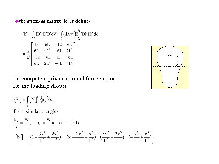 uthe stiffness matrix [k] is defined To compute equivalent nodal force vector for the