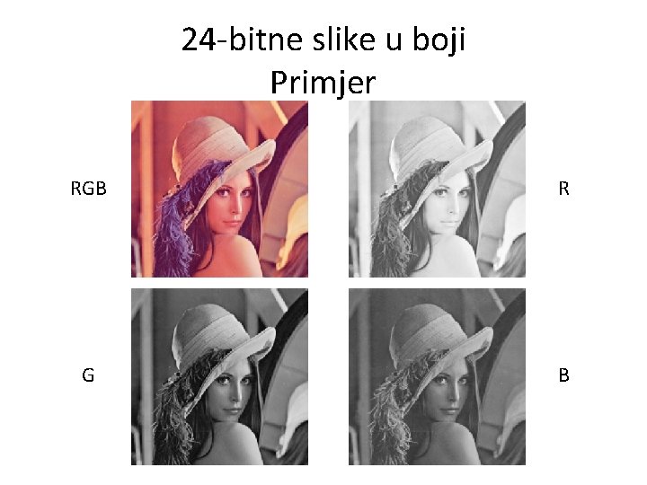 24 -bitne slike u boji Primjer RGB R G B 