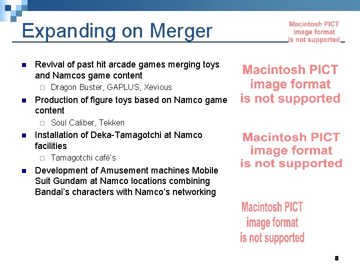 Expanding on Merger n Revival of past hit arcade games merging toys and Namcos