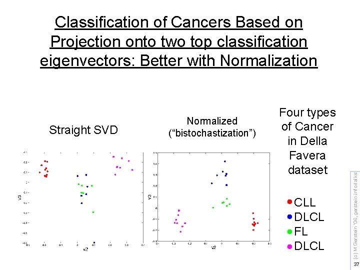 Straight SVD Normalized (“bistochastization”) Four types of Cancer in Della Favera dataset CLL DLCL