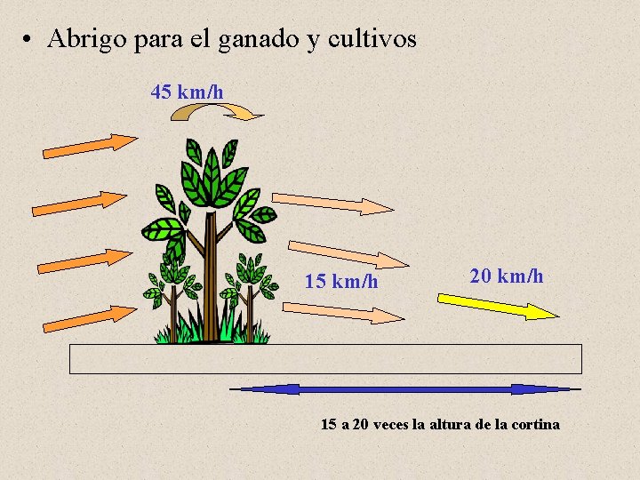  • Abrigo para el ganado y cultivos 45 km/h 15 km/h 20 km/h