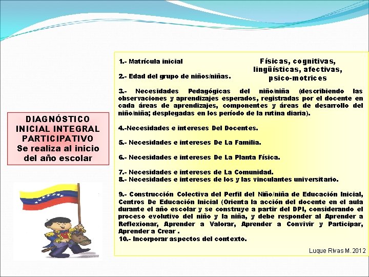 1. - Matrícula inicial 2. - Edad del grupo de niños/niñas. DIAGNÓSTICO INICIAL INTEGRAL