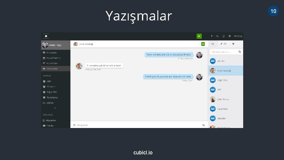 Yazışmalar cubicl. io 10 